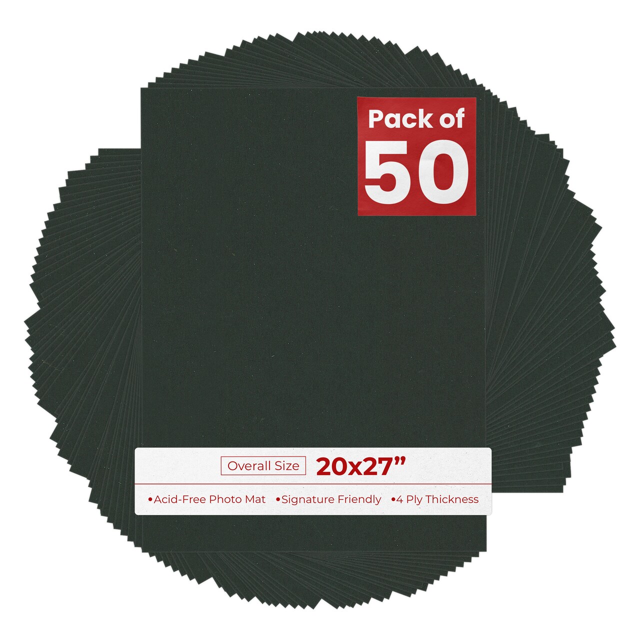 Textured Black 20x27 Uncut Mat Board - Blank Sheets, No Opening